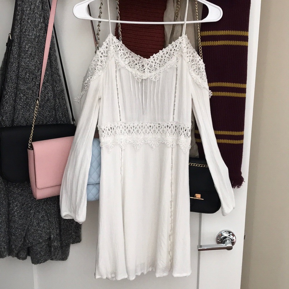 Morning Lavender lace cold shoulder dress